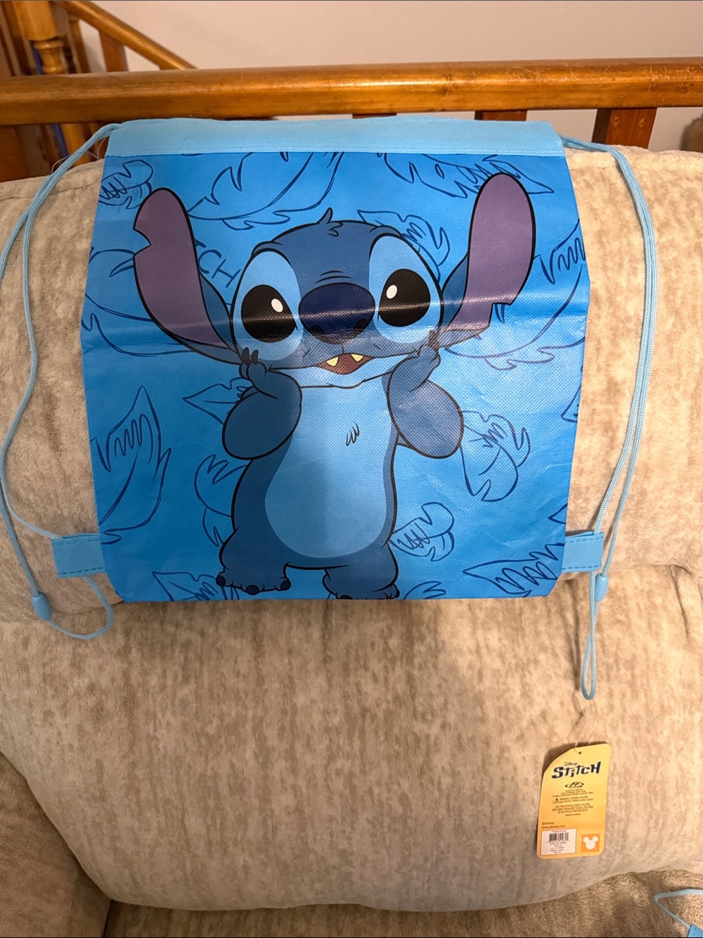 Disney Blue Stitch Kids Drawstring Face Mask Pouch